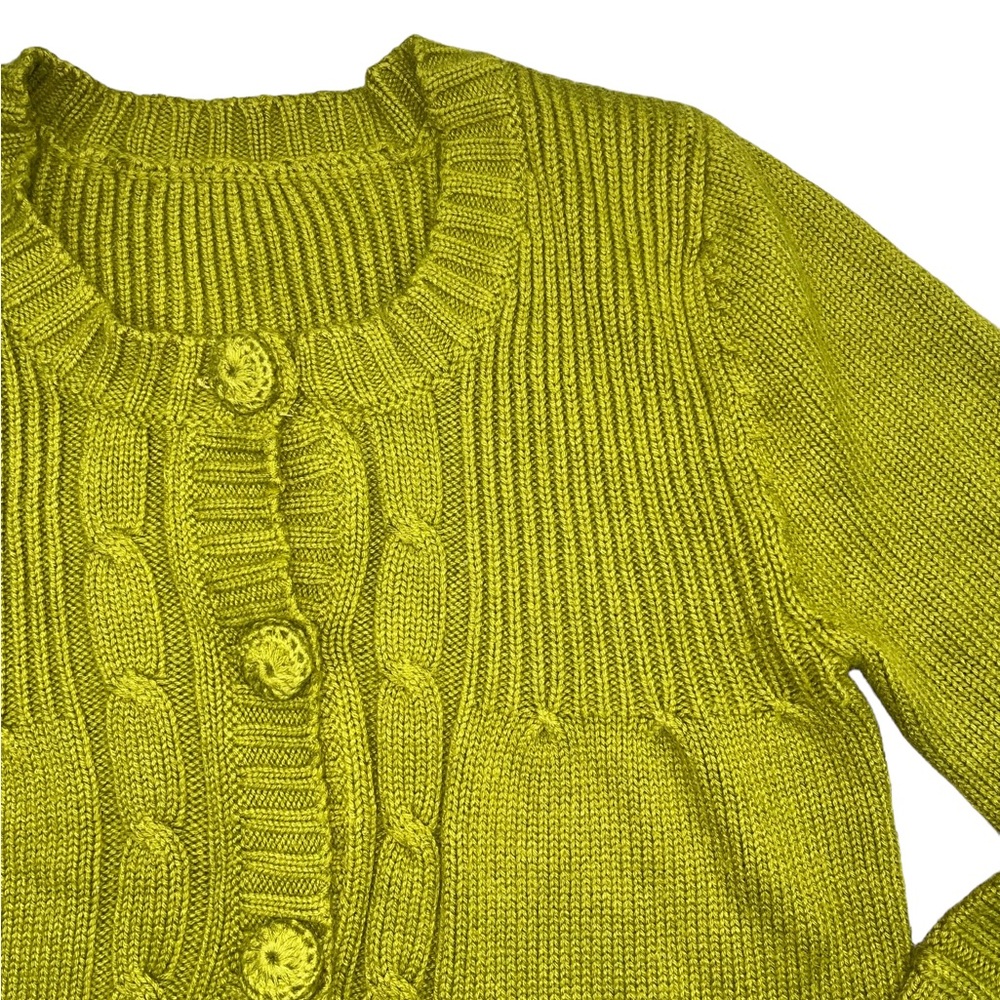 Chartreuse Knit Cardigan Sweater Small Green - Picture 7 of 16